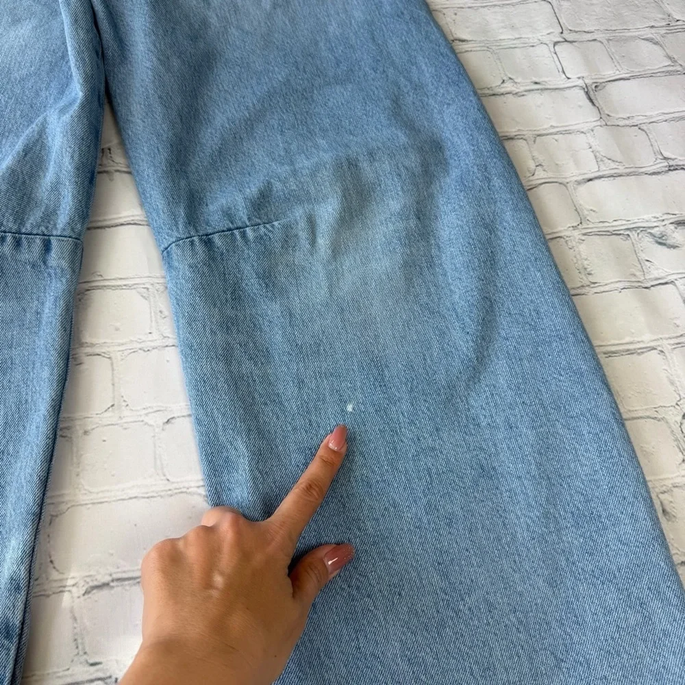 ✅ Zara Light Blue High Rise Wide Barrel Leg Jeans size 0 EUR 32